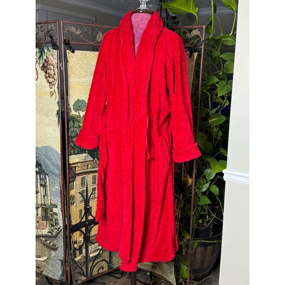 Oscar de la Renta Other - Oscar De La Renta Red Plush Bathrobe